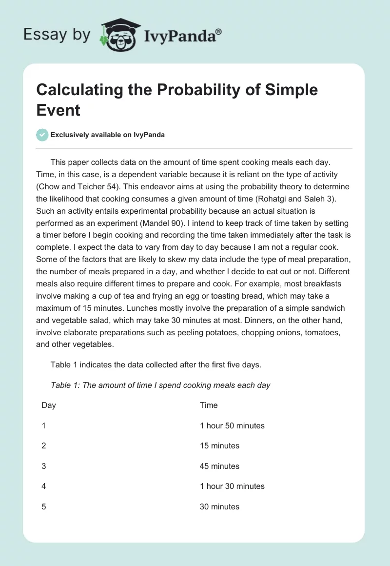 Calculating the Probability of Simple Event. Page 1