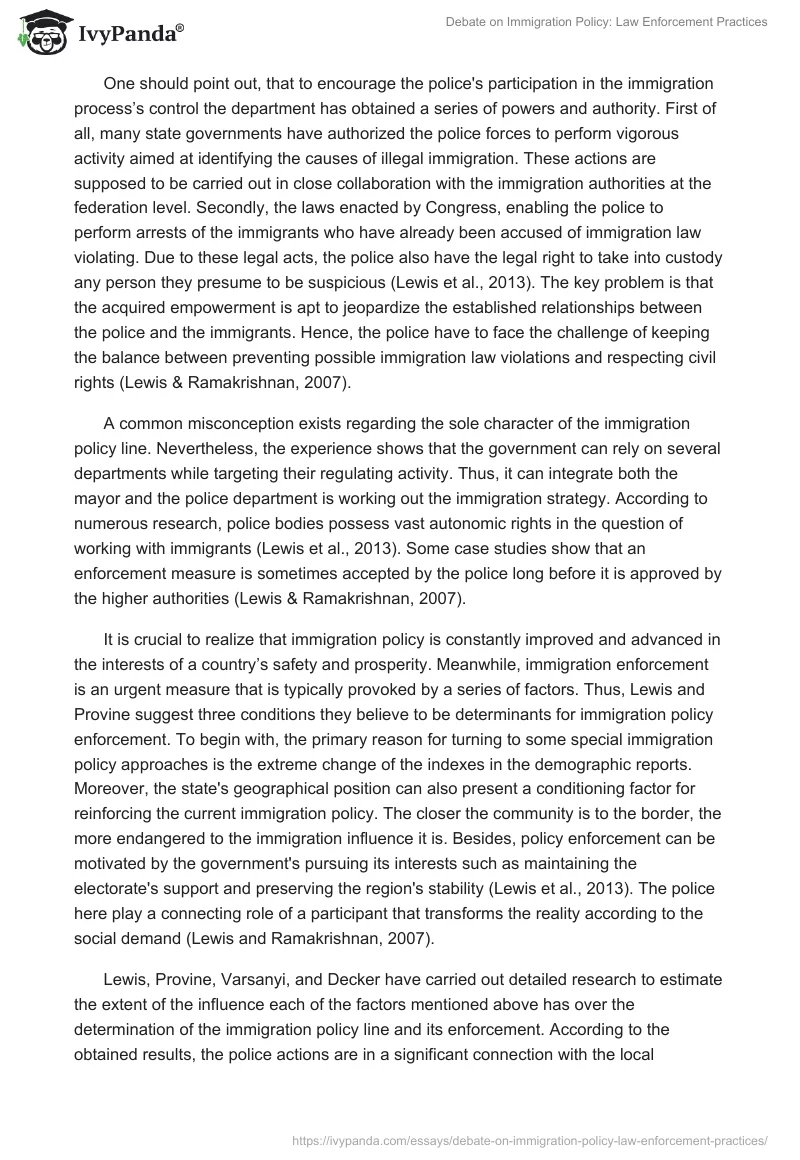 Debate on Immigration Policy: Law Enforcement Practices. Page 2