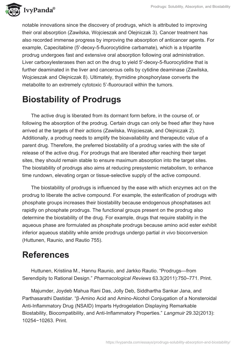 Prodrugs: Solubility, Absorption, and Biostability. Page 2