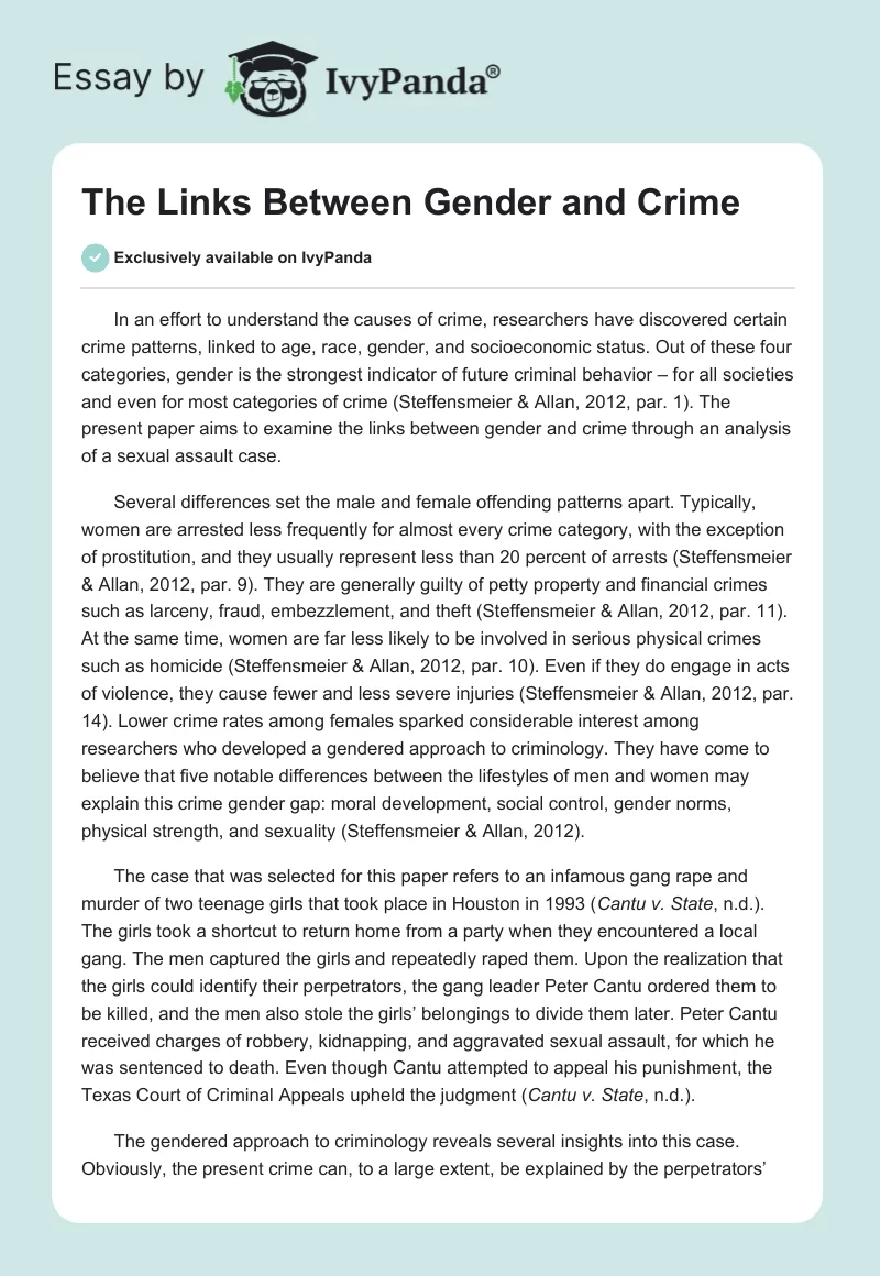 gender and crime essay sociology