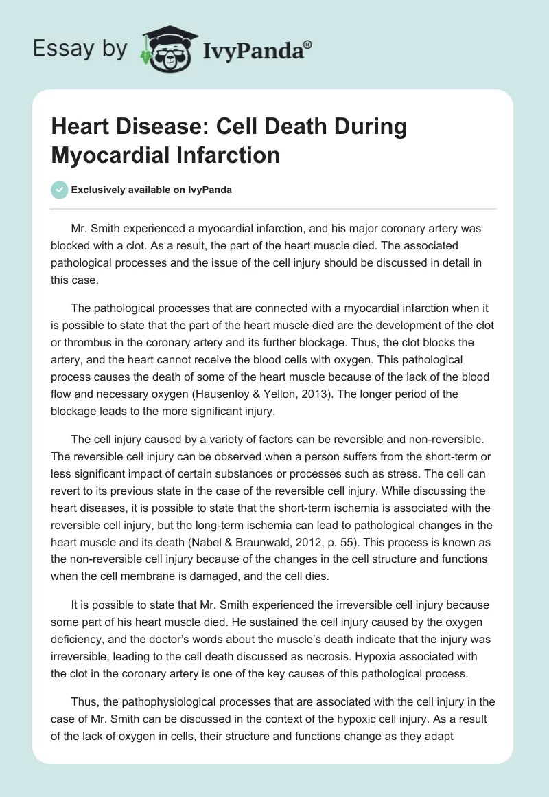 Heart Disease: Cell Death During Myocardial Infarction. Page 1