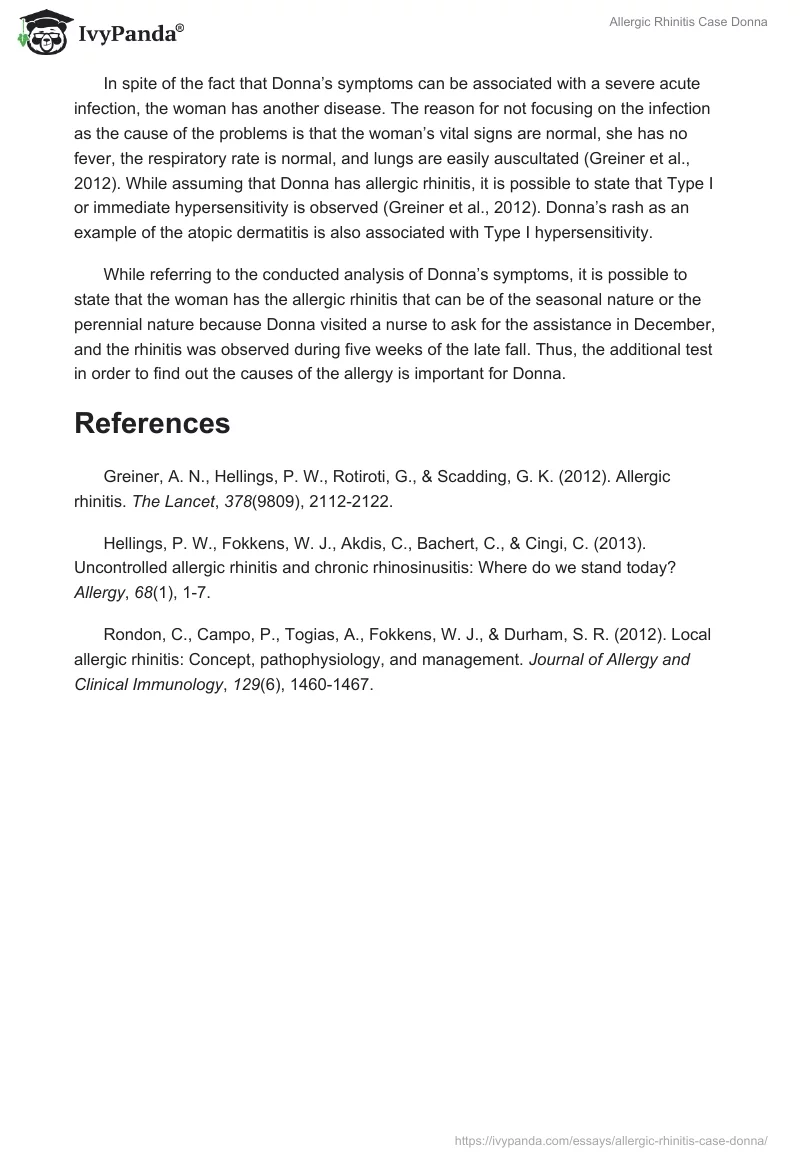 Allergic Rhinitis Case Donna. Page 2