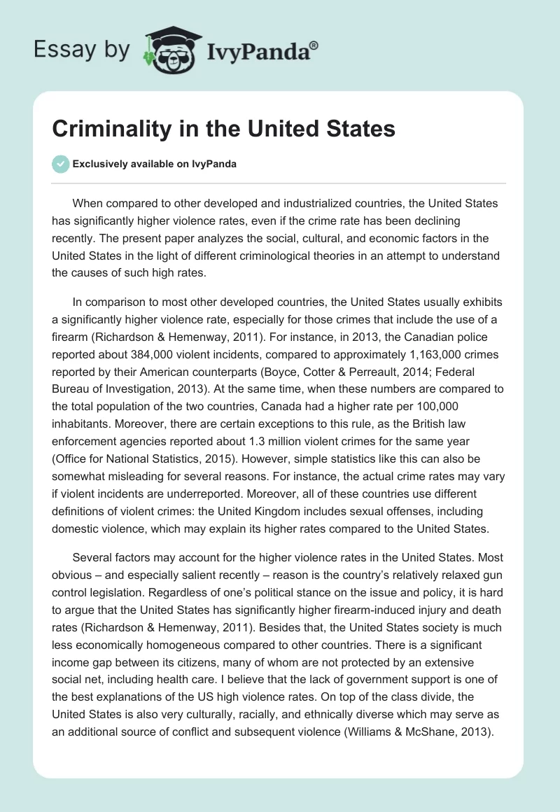 Criminality in the United States. Page 1