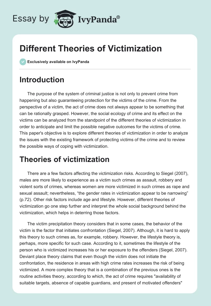 Different Theories of Victimization. Page 1