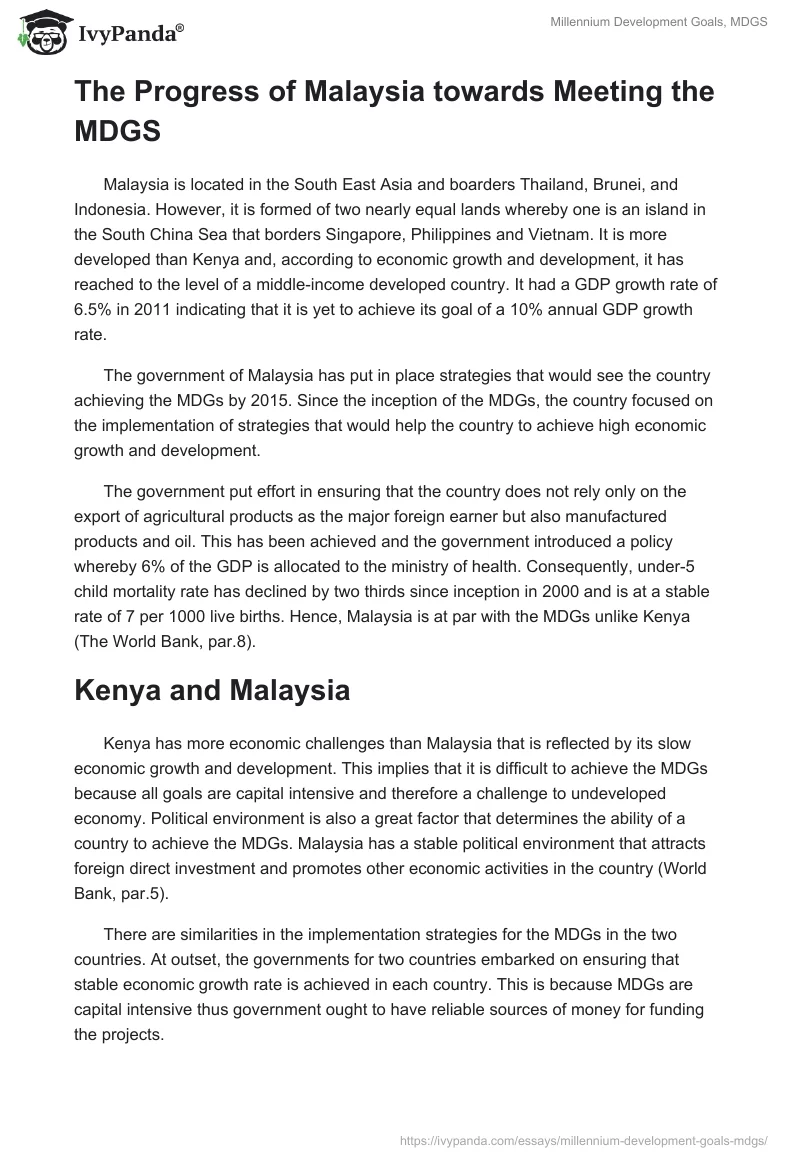 Millennium Development Goals, MDGS. Page 2