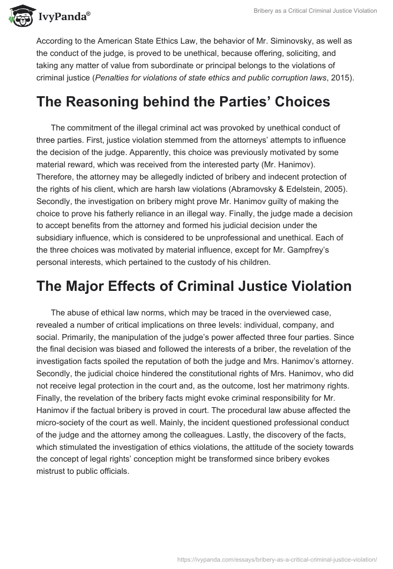 Bribery as a Critical Criminal Justice Violation. Page 2