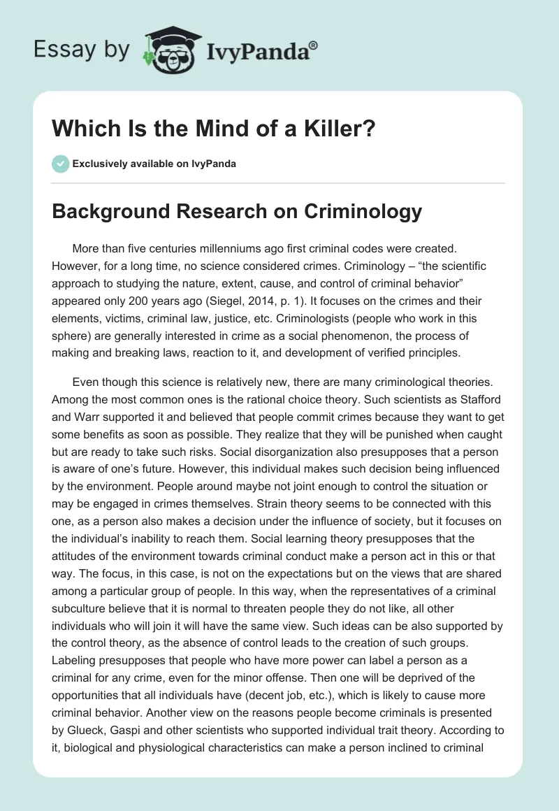 Which Is the Mind of a Killer?. Page 1