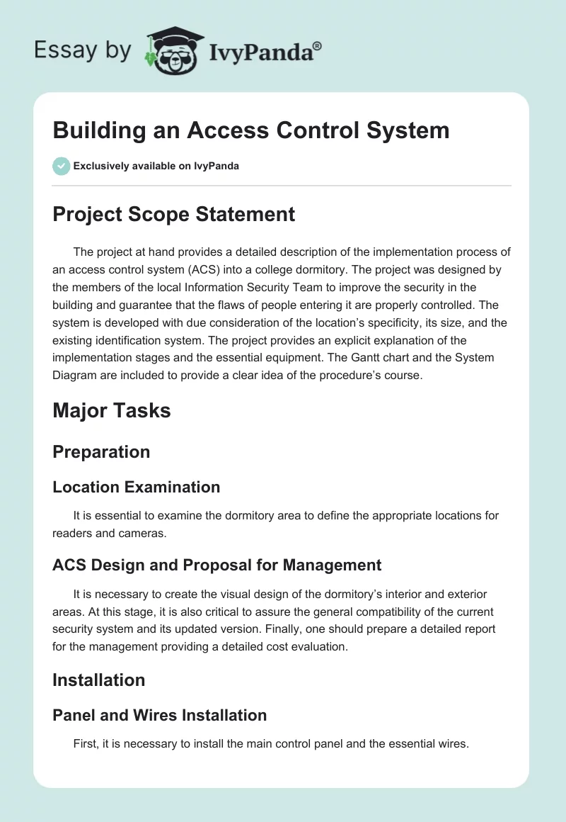 Building an Access Control System. Page 1