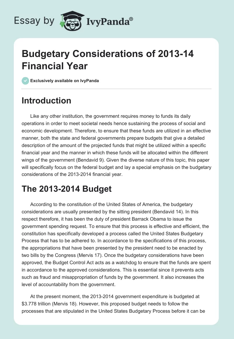 Budgetary Considerations of 2013-14 Financial Year. Page 1