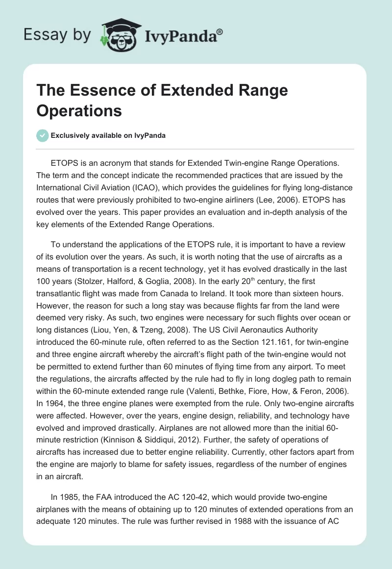 The Essence of Extended Range Operations. Page 1