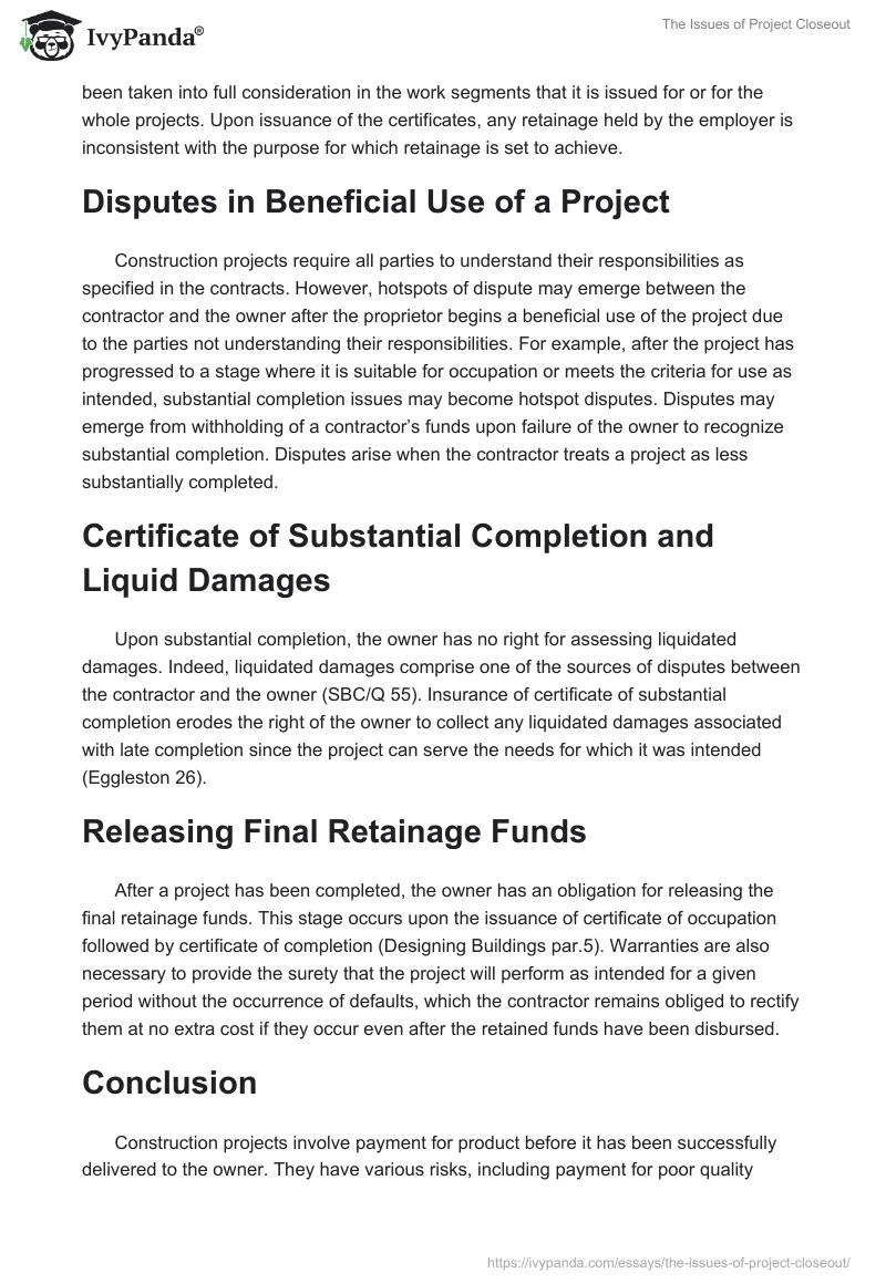 The Issues of Project Closeout. Page 2