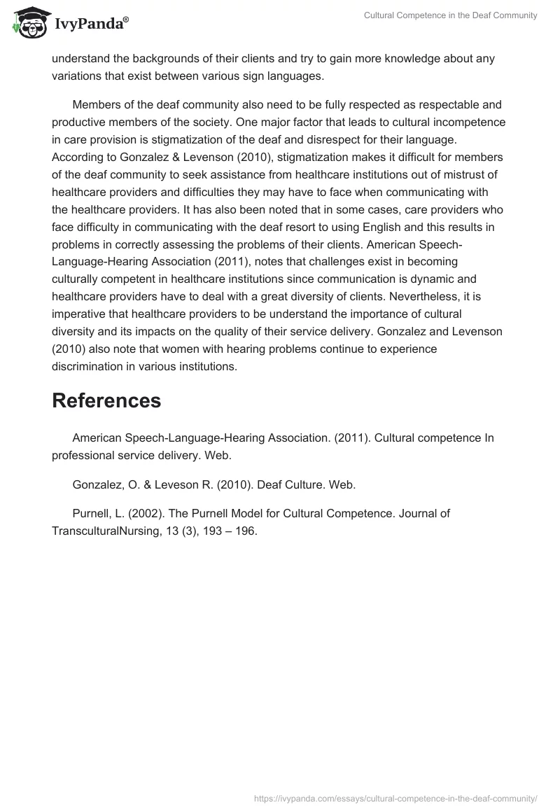 Cultural Competence in the Deaf Community. Page 2
