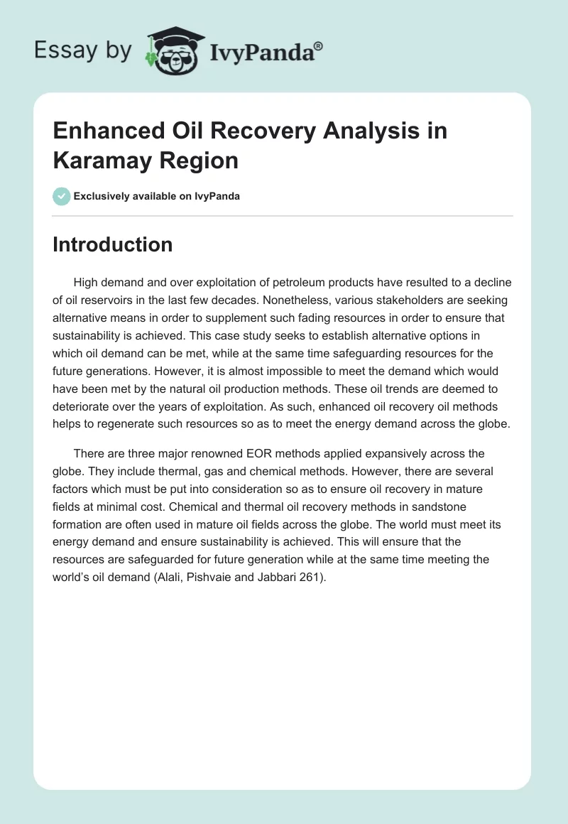 Enhanced Oil Recovery Analysis in Karamay Region. Page 1