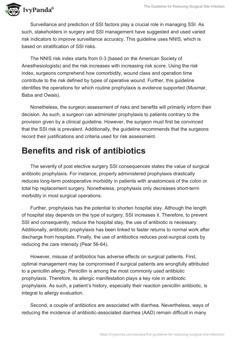 The Guideline for Reducing Surgical Site Infection. Page 2