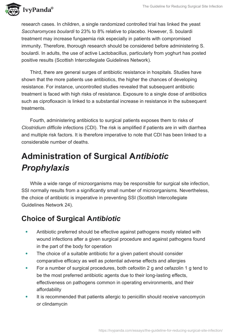 The Guideline for Reducing Surgical Site Infection. Page 3