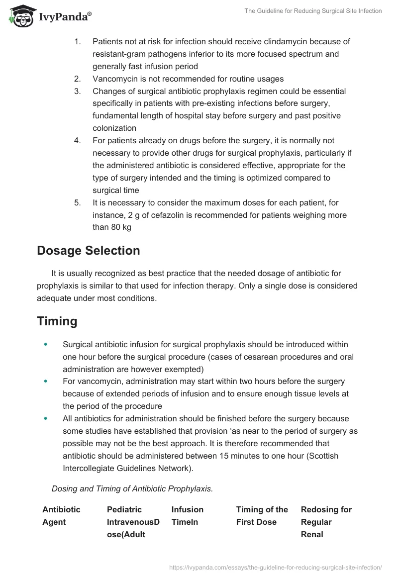 The Guideline for Reducing Surgical Site Infection. Page 4