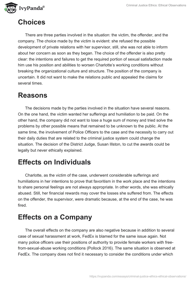 Criminal Justice Ethics: Ethical Observations. Page 2