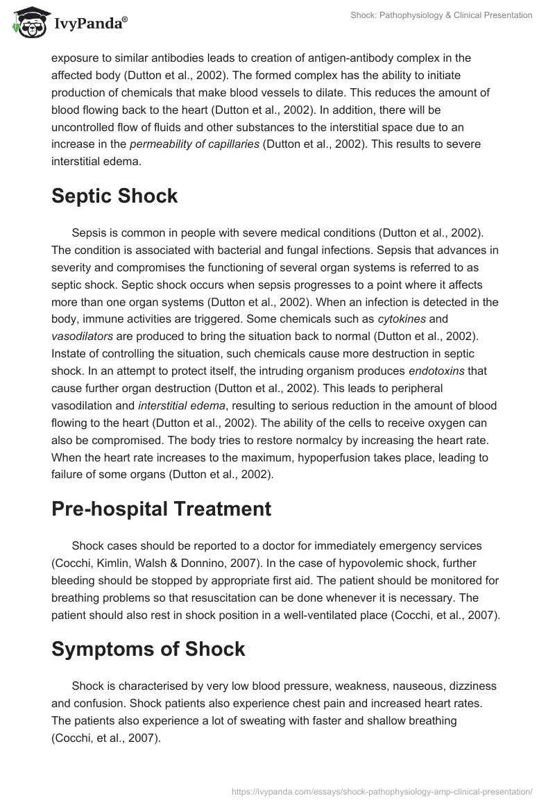 Shock: Pathophysiology & Clinical Presentation. Page 3