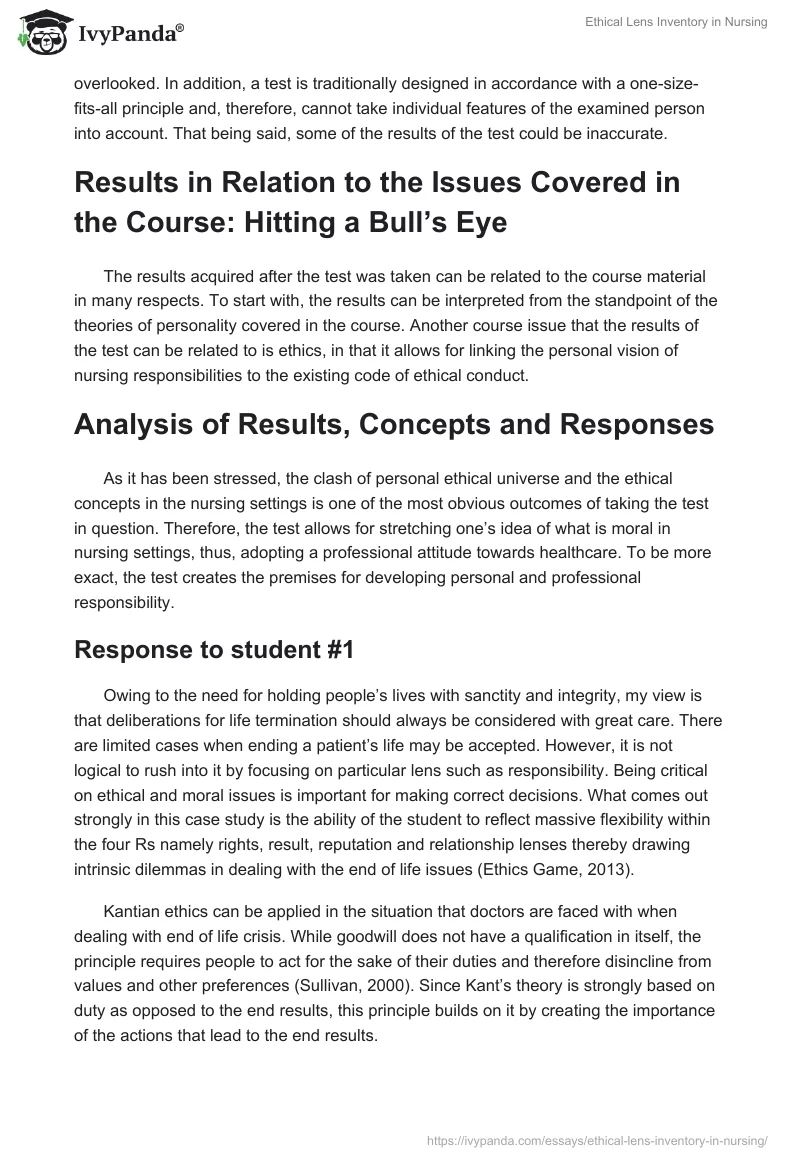 Ethical Lens Inventory in Nursing. Page 2