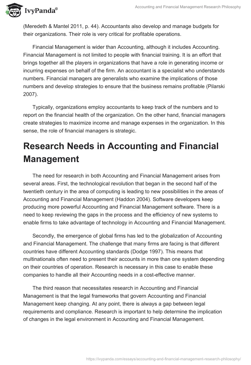 Accounting and Financial Management Research Philosophy. Page 2