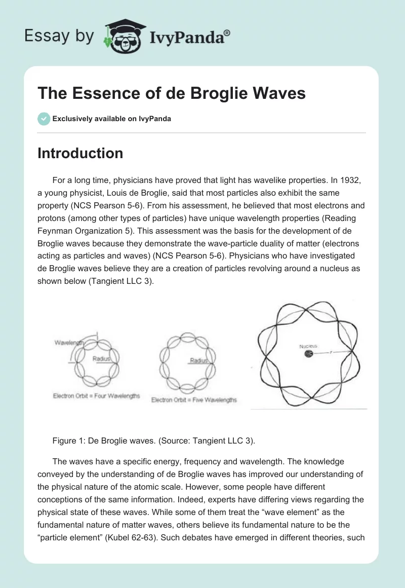 The Essence of de Broglie Waves. Page 1