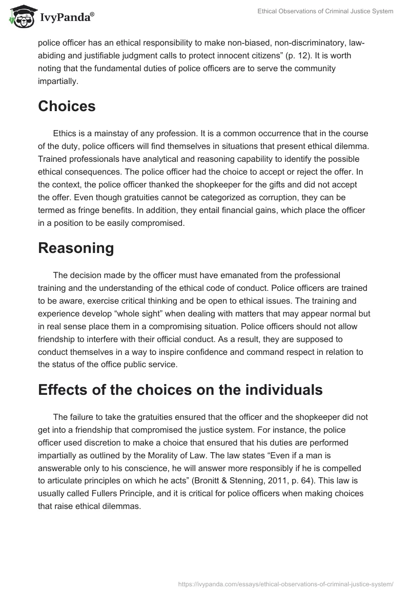 Ethical Observations of Criminal Justice System. Page 2