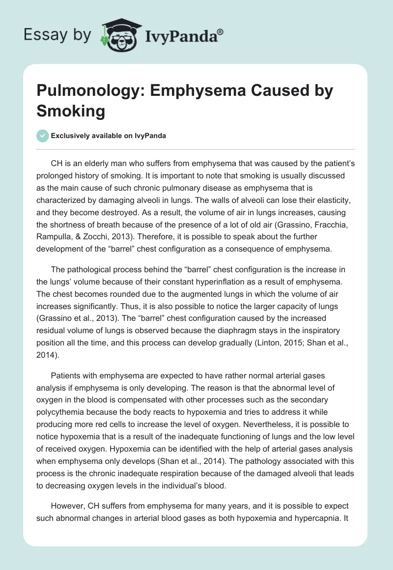 Pulmonology: Emphysema Caused by Smoking. Page 1