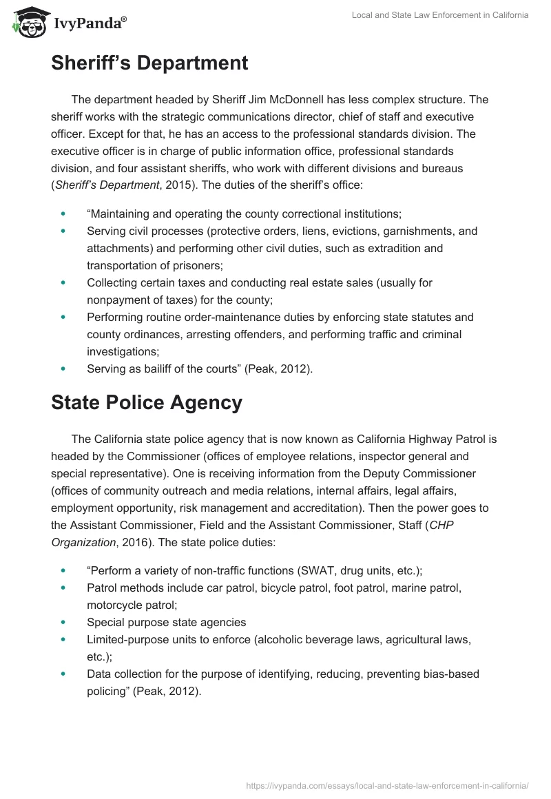 Local and State Law Enforcement in California. Page 2