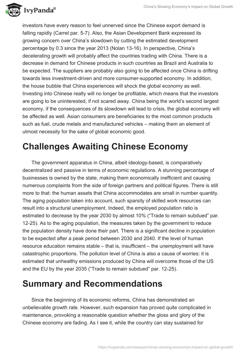 China’s Slowing Economy’s Impact on Global Growth. Page 3