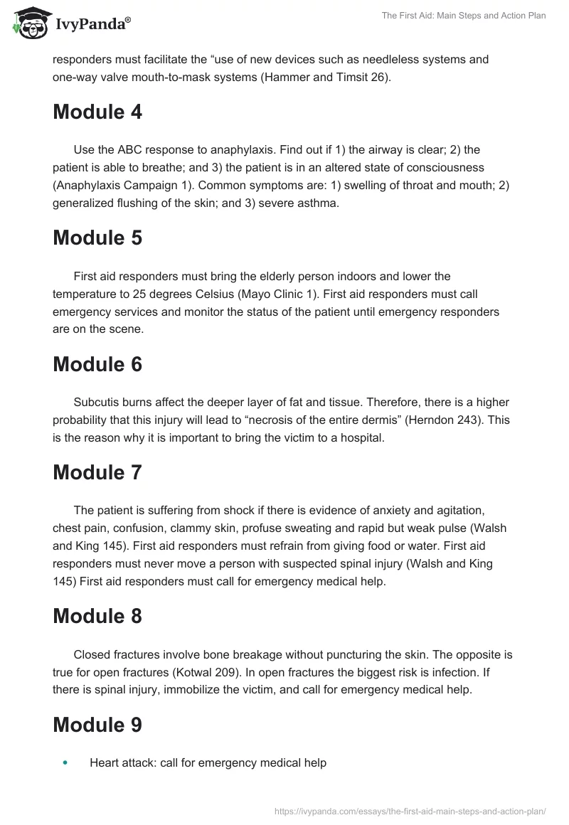 The First Aid: Main Steps and Action Plan. Page 2