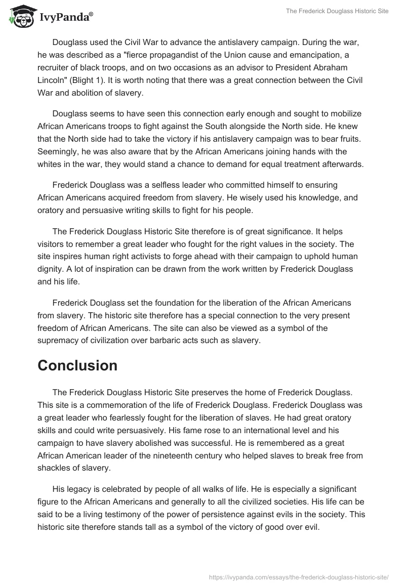The Frederick Douglass Historic Site. Page 3
