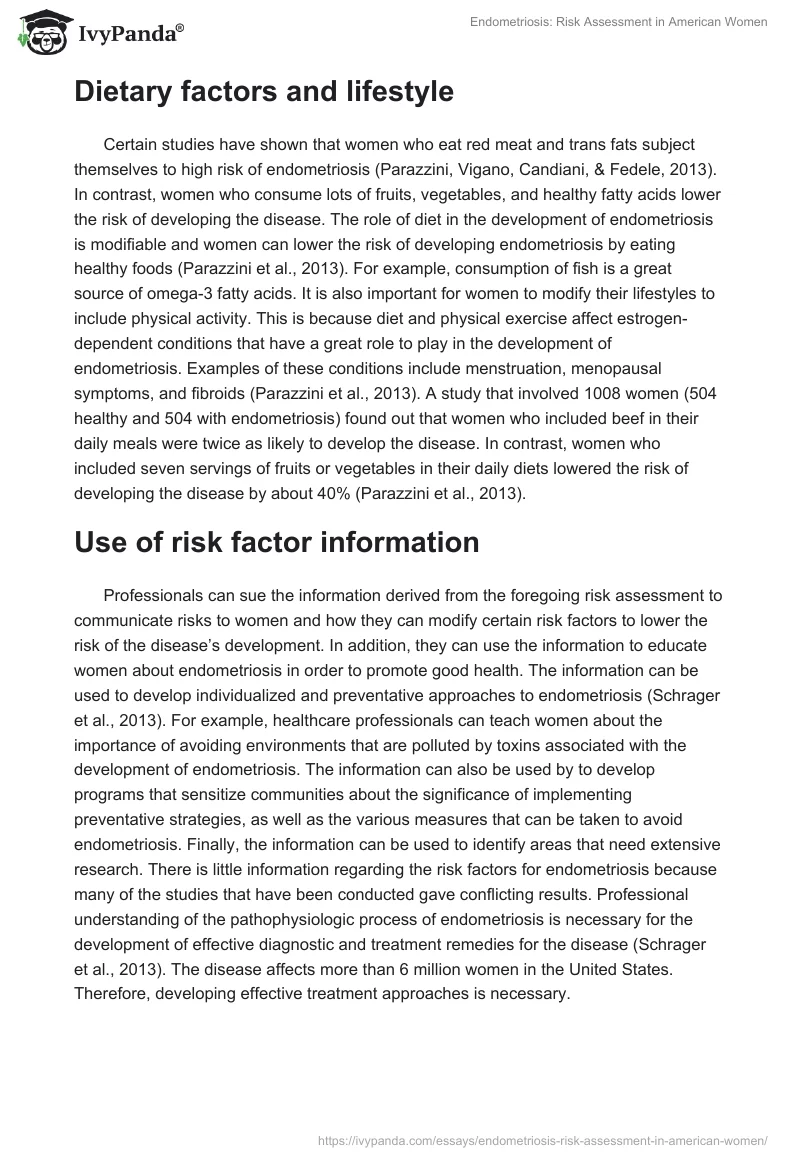 Endometriosis: Risk Assessment in American Women. Page 4