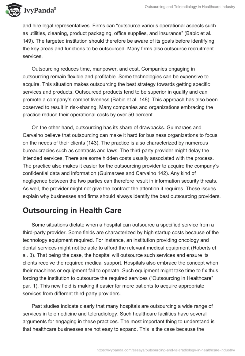 Outsourcing and Teleradiology in Healthcare Industry. Page 3