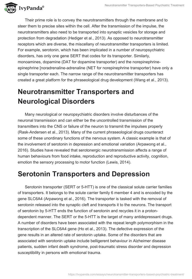 Neurotransmitter Transporters-Based Psychiatric Treatment. Page 2