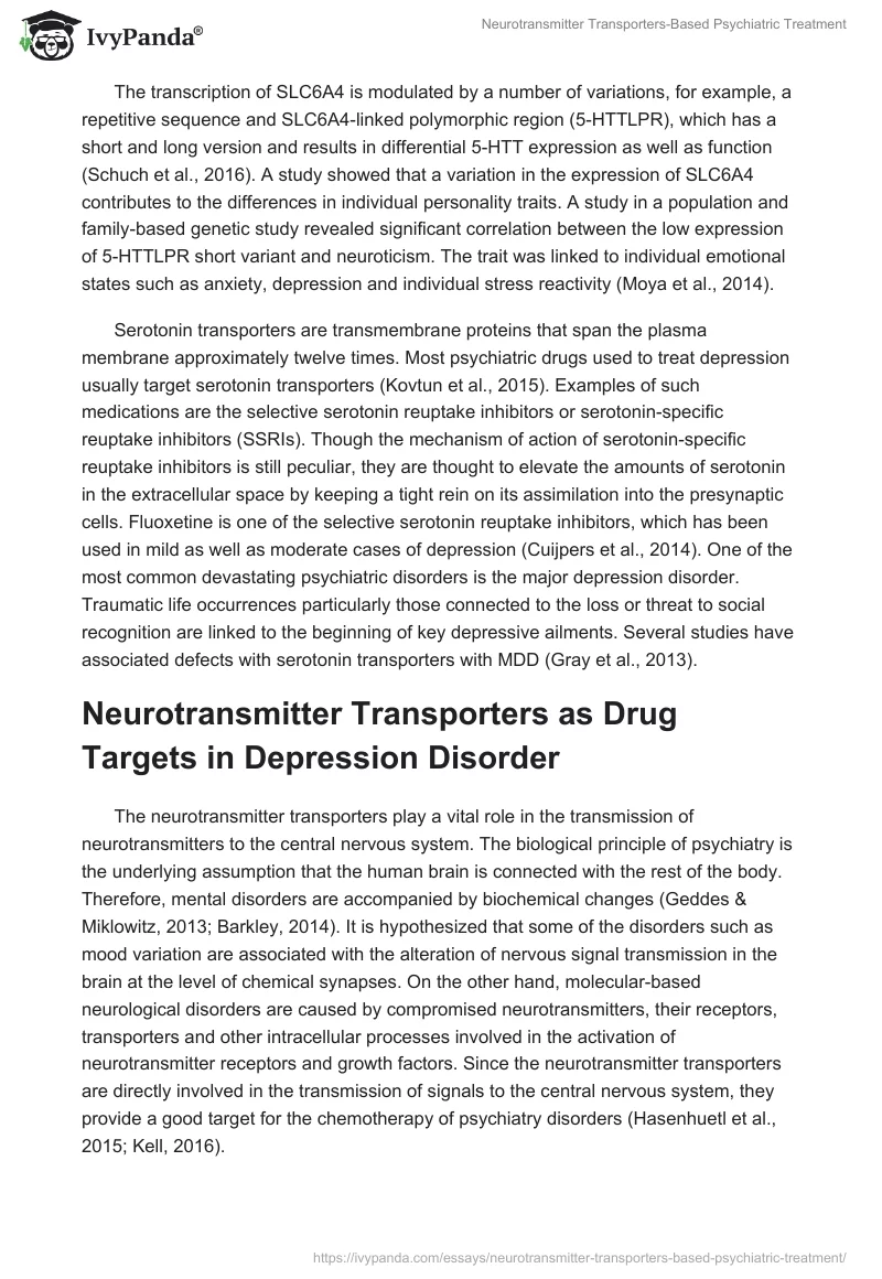 Neurotransmitter Transporters-Based Psychiatric Treatment. Page 3
