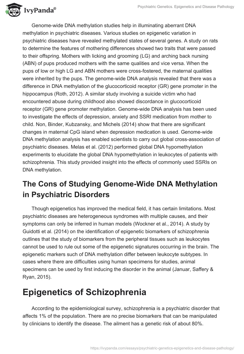 Psychiatric Genetics. Epigenetics and Disease Pathology. Page 3
