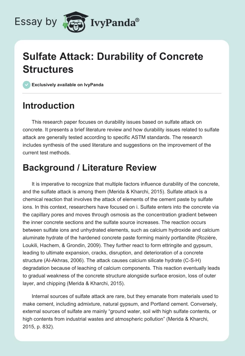 Sulfate Attack: Durability of Concrete Structures. Page 1