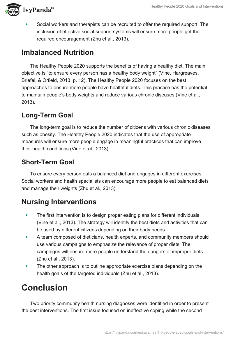 Healthy People 2020 Goals and Interventions. Page 2