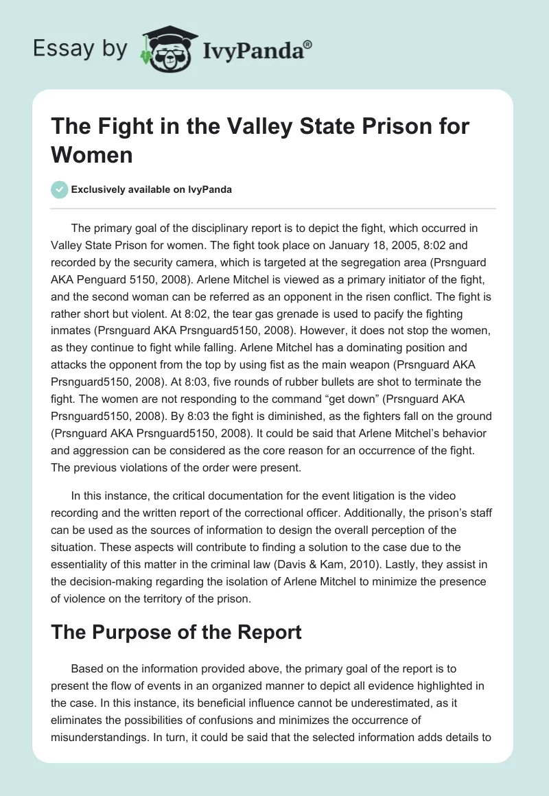 The Fight in the Valley State Prison for Women. Page 1