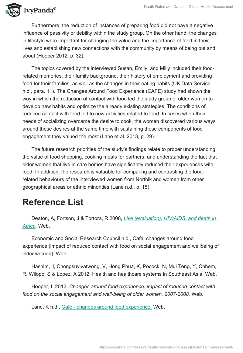 Death Rates and Causes: Global Health Assessment. Page 5