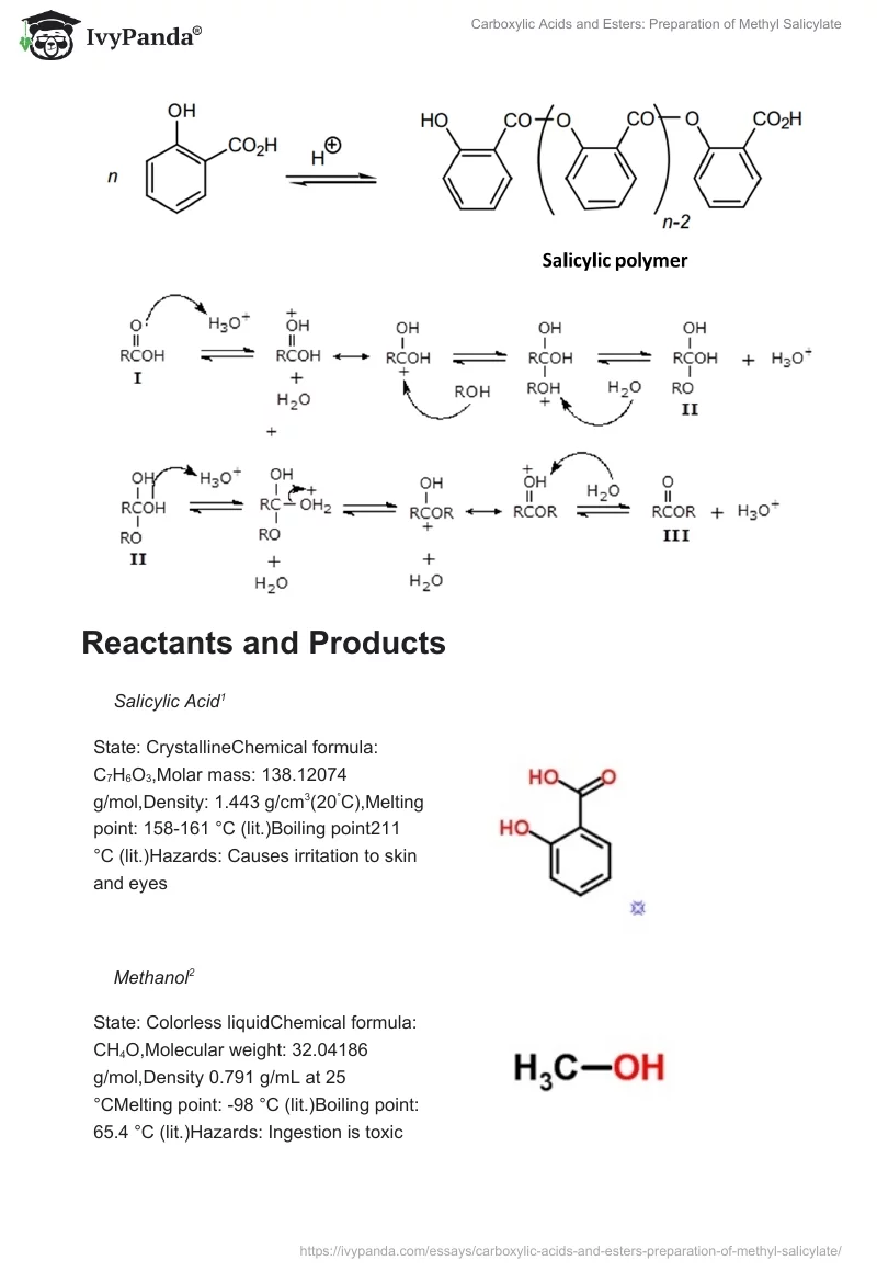 Carboxylic Acids and Esters: Preparation of Methyl Salicylate. Page 2