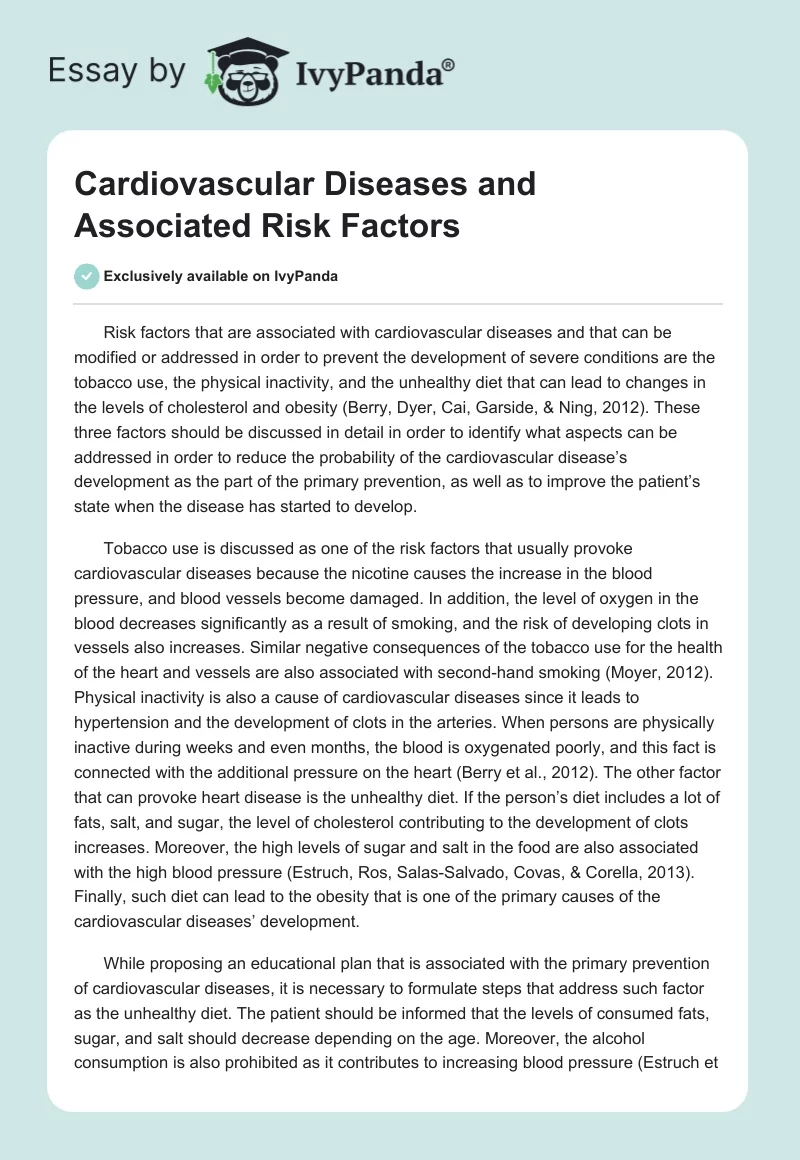 Cardiovascular Diseases and Associated Risk Factors. Page 1