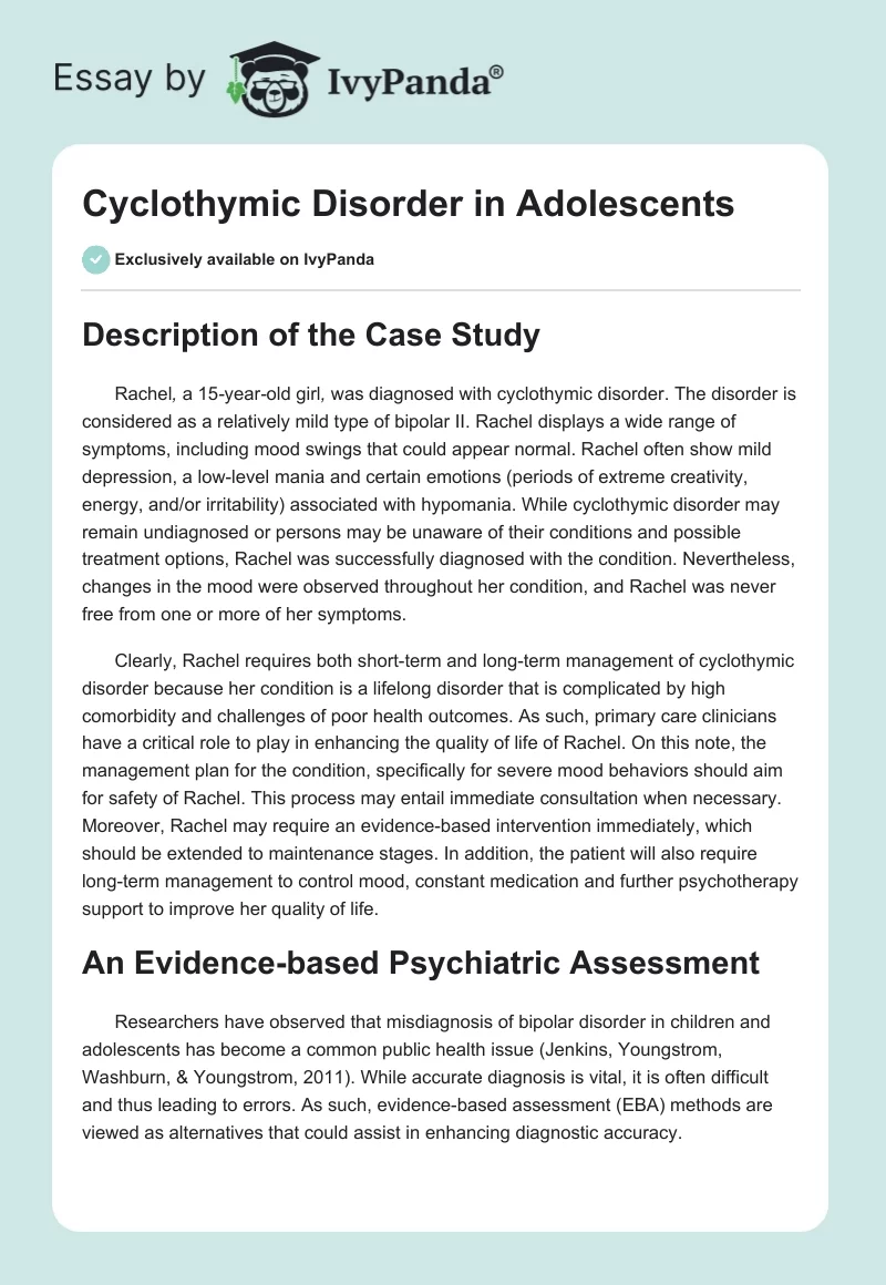 Cyclothymic Disorder in Adolescents. Page 1