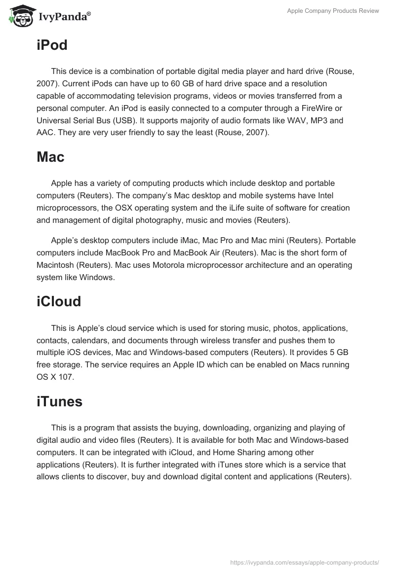 Apple Company Products Review. Page 2