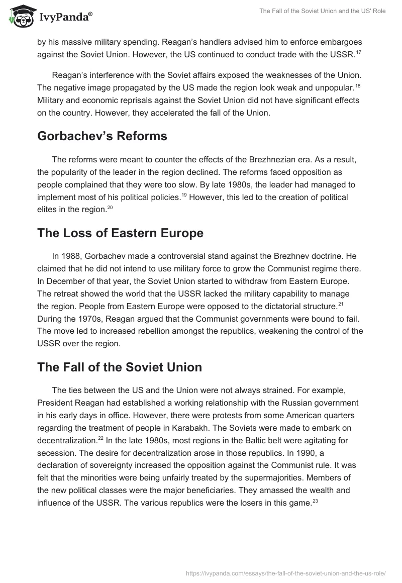 The Fall of the Soviet Union and the US' Role. Page 4