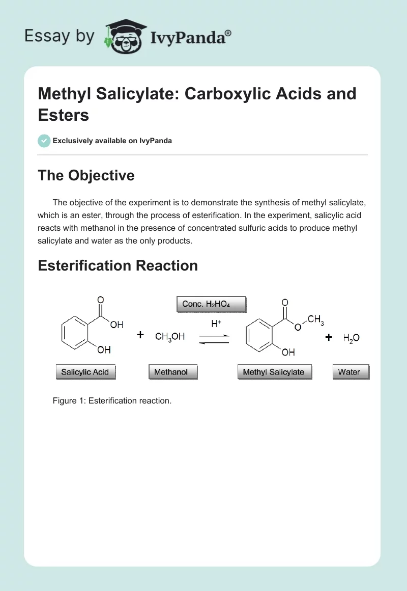 Methyl Salicylate: Carboxylic Acids and Esters. Page 1