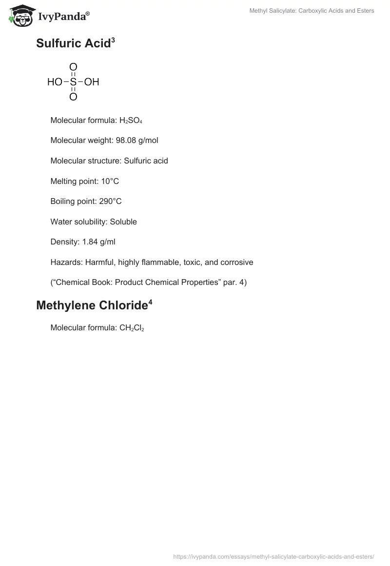 Methyl Salicylate: Carboxylic Acids and Esters. Page 4