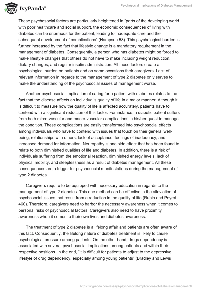 Psychosocial Implications of Diabetes Management. Page 2