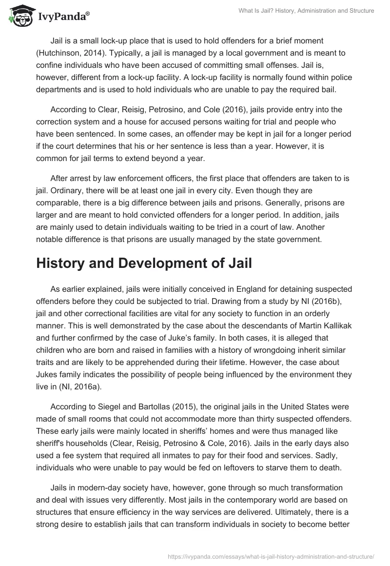 What Is Jail? History, Administration and Structure. Page 2