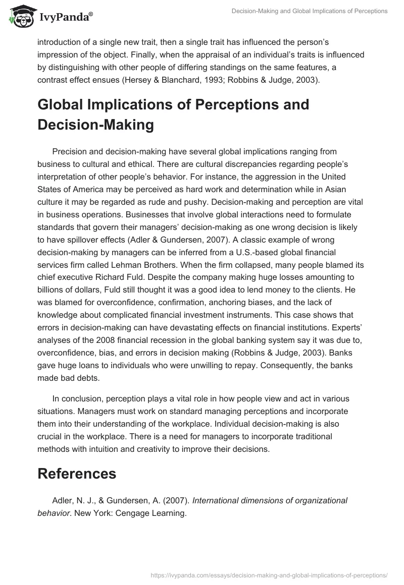 Decision-Making and Global Implications of Perceptions. Page 2